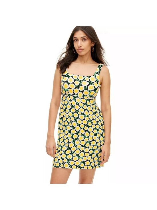 Diane Von Furstenberg Dresses & Skirts - Diane Von Furstenberg Yellow & Black Poppy Floral Mini Shift Dress - Size 00 XXS